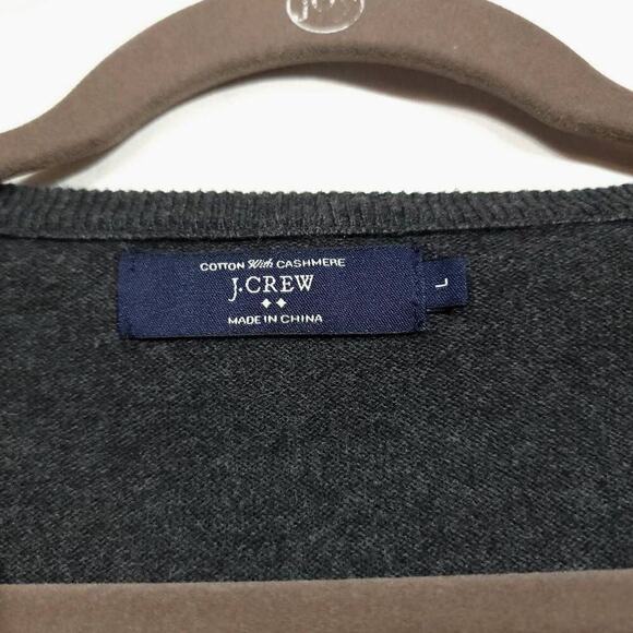 J Crew Cotton Cashmere Sweater Gray Grey Knit Soft Mens Size Large  - Picture 4 of 5